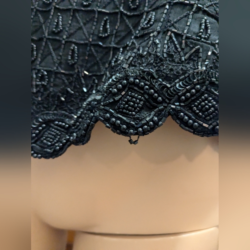 Black Beaded Tank by Papell Boutique Evening Large - Picture 13 of 15